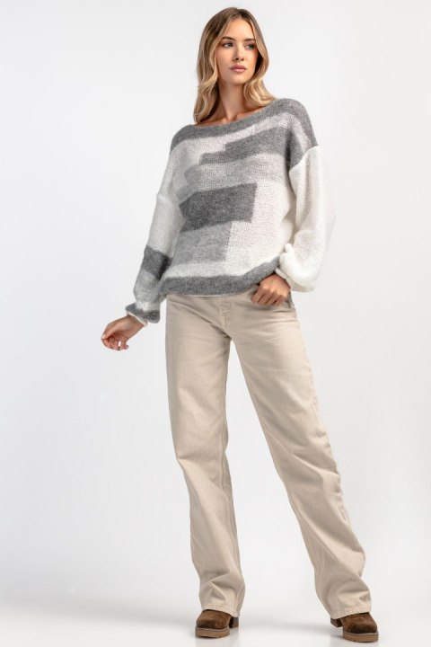 Kolorowy casualowy sweter z wełny F1895 Fobya Kolorowy casualowy sweter z wełny F1895 Fobya