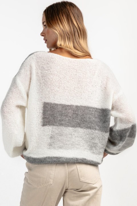 Kolorowy casualowy sweter z wełny F1895 Fobya Kolorowy casualowy sweter z wełny F1895 Fobya