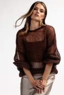 Lekki sweter z wełny alpaki i moheru kroju oversize F1893 Fobya
