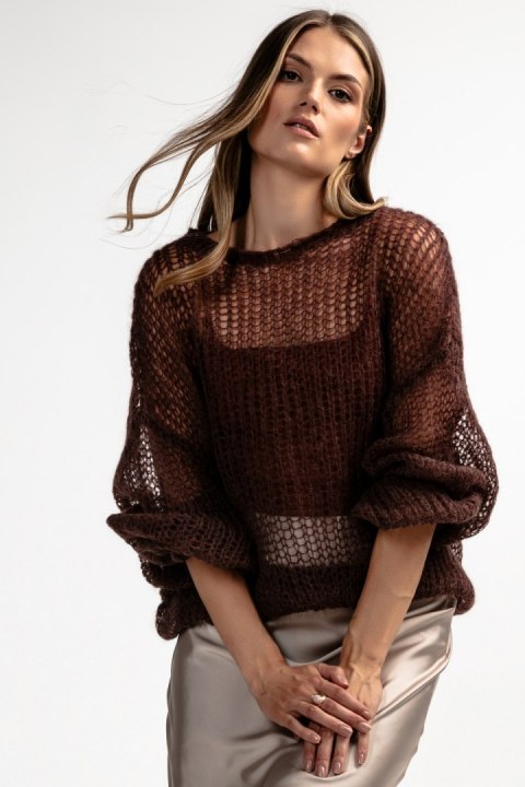 Lekki sweter z wełny alpaki i moheru kroju oversize F1893 Fobya Lekki sweter z wełny alpaki i moheru kroju oversize F1893 Fobya