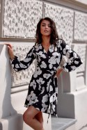 Cassie - wiązana sukienka mini z bufiastymi rękawami E92
