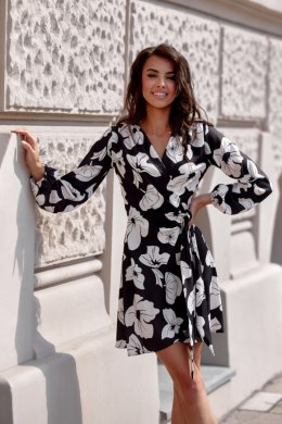 Cassie - wiązana sukienka mini z bufiastymi rękawami E92
