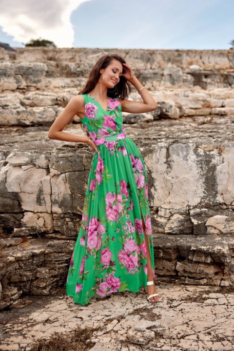Justin - szyfonowa sukienka maxi w kwiaty 03D Justin - szyfonowa sukienka maxi w kwiaty 03D
