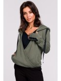 B127 Bluza z kapturem i przodem na zakładkę