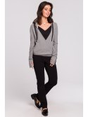 B127 Bluza z kapturem i przodem na zakładkę
