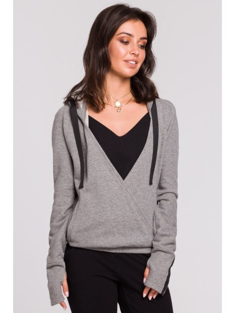 B127 Bluza z kapturem i przodem na zakładkę B127 Bluza z kapturem i przodem na zakładkę